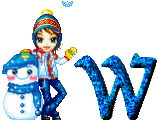 Alfabetten Meisje met sneeuwpop Dollz Winter Sneeuwopop Letter W
