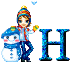 Alfabetten Meisje met sneeuwpop 
