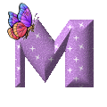 Alfabetten Paars met vlinder Letter M