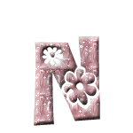 Alfabetten Roze met bloemetje Letter N
