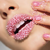Avatars Monden lippen Vrouw Met Roze Glitter Lippen