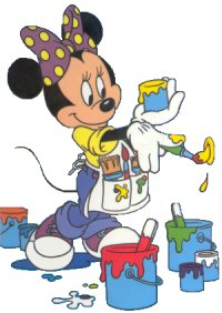 Cliparts Disney Minnie mouse Minnimous( Met Haar Paarse Strik Met Gele Stippeltjes )Die Schildert