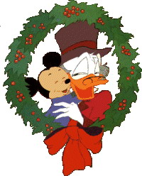Cliparts Kerstmis Kerst disney Kerstkrans Dagobert Duck Mickey Mouse Knuffelen