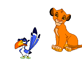 De leeuwenkoning Disney plaatjes Zazu En Simba Die Gekke Bekken Trekt Leeuwenkoning