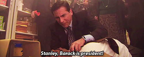 Barack Obama GIF. Gifs Filmsterren Steve carell Barack obama Michael scott The office Stanley hudson 