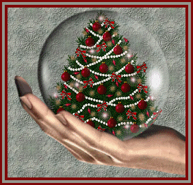 Kerst Glitter plaatjes Kerstboom Globe In Hand