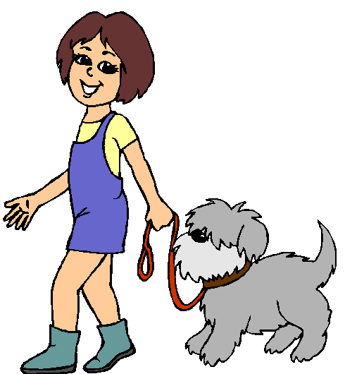 clip art of girl and dog - photo #17