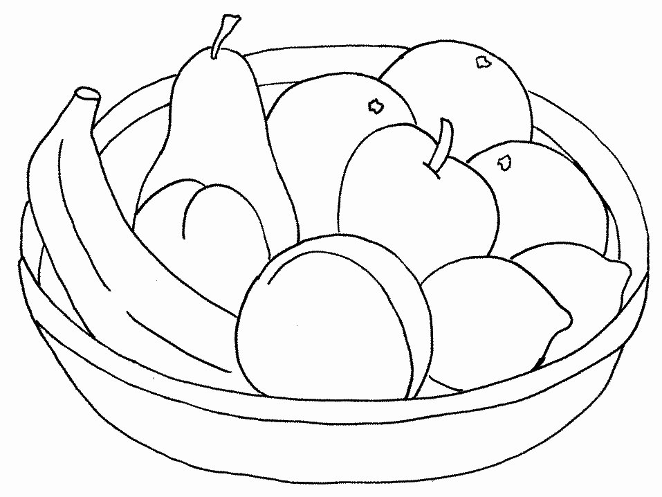 Kleurplaat Fruitschaal