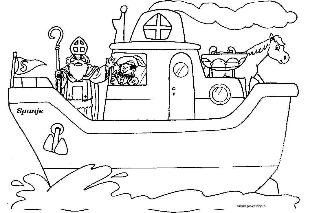 Monografie privacy touw Kleurplaat Sinterklaas Kleurplaat Sinterklaas Stoomboot » Animaatjes.nl