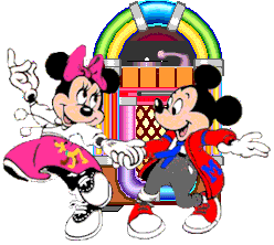 Mini plaatjes Dansen en zingen Dansende Mickey En Miney Jukebox