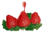 drie aardbeien op een rij