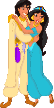 Prins Alladin en prinses Jasmine dansen