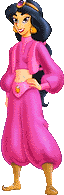 Jasmine met roze jurk
