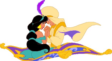 Alladin en Jasmine op het vliegende tapijt