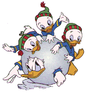 Plaatjes Donald duck Donald Duck In Sneeuwbal Met Kwik Kwek En Kwak