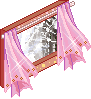 Plaatjes Kawaii deuren en ramen Pixel Raam Met Roze Gordijnen