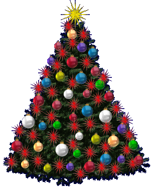 Plaatjes Kerstbomen Kerstboom Versiert Met Gekleurde Ballen Gele Ster Rode Lampjes