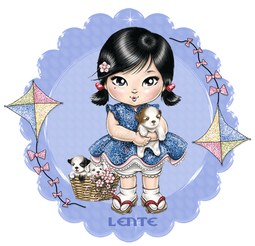 meisje met puppys lente