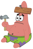 Spongebob Plaatjes Patrick Die Een Plank Op Voorhoofd