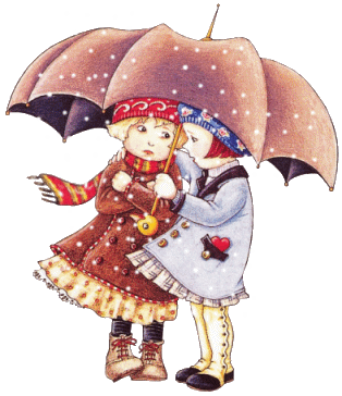 winter meisjes met paraplu