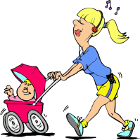 Sport plaatjes Wandelaars Meisje Met Babywagen