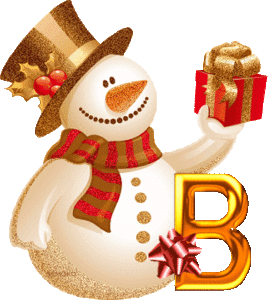 Alfabetten Kerst sneeuwpop 2 Letter B