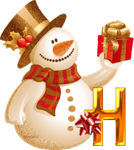 Alfabetten Kerst sneeuwpop 2 Letter H