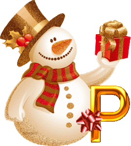 Alfabetten Kerst sneeuwpop 2 Letter P
