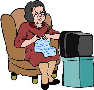 Cliparts Activiteiten Breien Oma Breiend Voor De Televisie