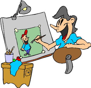 Cliparts Activiteiten Schilderen Cartoon Tekenaar Schilderen