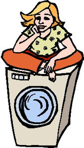 Cliparts Activiteiten Wachten Vrouw Zit Boven Op De Wasmachine Te Wachten