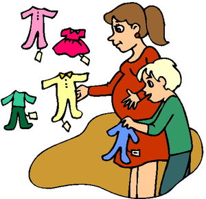 Cliparts Activiteiten Winkelen Moeder In Verwachting Baby Kleding Kopen
