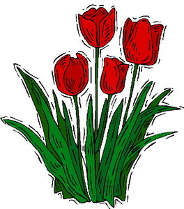 Cliparts Bloemen en planten Bloemen Vier Rode Tulpen