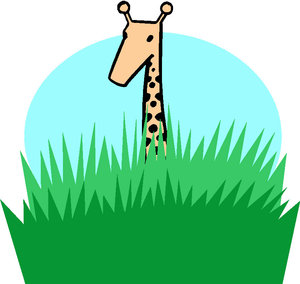Dieren Cliparts Giraffen Giraffe Achter Gras.