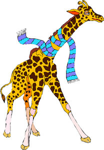 Dieren Cliparts Giraffen Giraffe Met Winter Sjaal