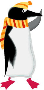 Dieren Cliparts Pinguins Pinguin Met Sjaal En Muts