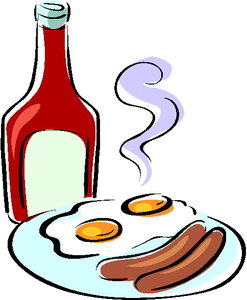 Cliparts Eten en drinken Eieren Gebakken Eieren Met Worst En Ketchup