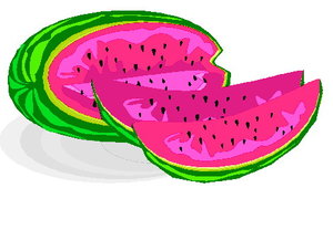 Cliparts Fruit Meloenen Watermeloen Met Twee Stukjes Eruit