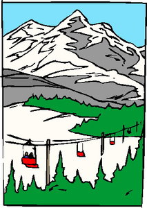 Cliparts Geografie Zwitserland Wintersport Skilift Stoeltjes Lift