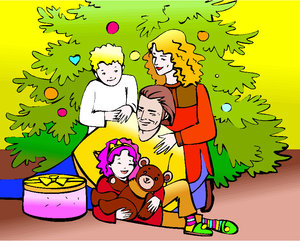 Cliparts Kerstmis Kerst bomen Kerstavond Kerstboom Vader Met Kinderen