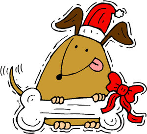 Cliparts Kerstmis Kerst dieren Hond Kerst Bot Cadeau