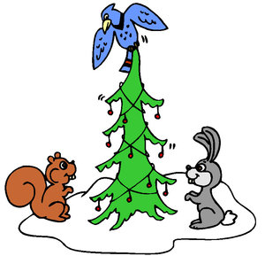 Cliparts Kerstmis Kerst dieren Konijn Eekhoorn