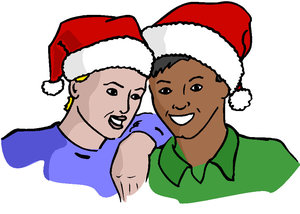 Cliparts Kerstmis Kerst kinderen Jongen En Meisje Met Kerstmuts