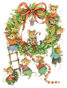 Cliparts Kerstmis Kerst kransen Kerstkrans Muizen