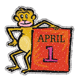 1 april Glitter plaatjes 0 tot 9 1 April, Aap, Glitter