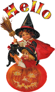 Halloween Plaatjes Halloween Hello Twee Heksen Kinderen In Pompoen
