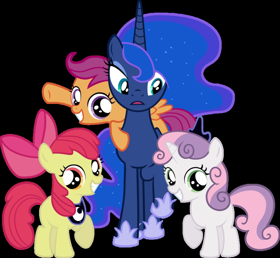 Plaatjes My little pony Applebloom Scootaloo Princes Luna En Sweetie Belle My Little Pony