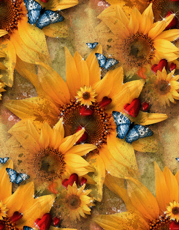 Achtergronden Herfst Zonnebloemen Met Vlinders