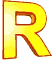 Alfabetten Bewegend geel Letter R