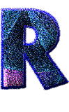 Alfabetten Blauw glitter Letter R